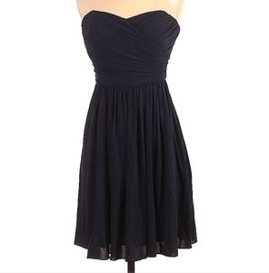 J Crew Heidi Black Silk Strapless sweetheart mini dress crepe fabric size 4